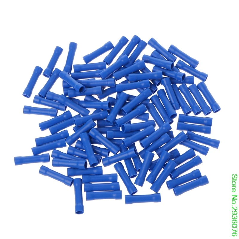 

New 100 Pcs Electrical Straight Butt Connectors Terminal Crimp Cable Red/Blue/Yellow Drop Shipping