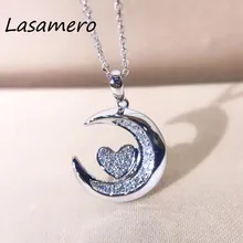 Lasamero венчик 0.09CTW, круглая огранка в форме Луны, набор из 18 К золота, ожерелье с натуральным бриллиантом