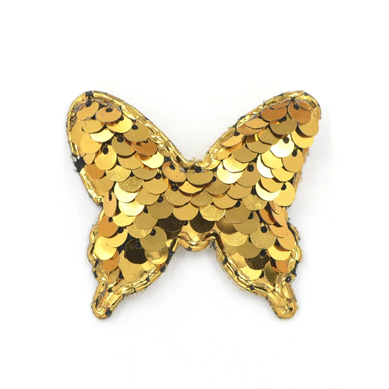 16 шт. 44*52 мм блестки патчи бабочки аппликации для рукоделия одежды Швейные принадлежности "сделай сам" заколки для волос аксессуары F30 - Цвет: Gold