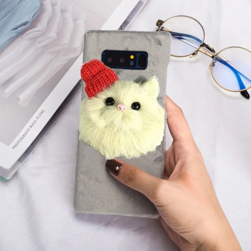 Christma DIY 3D чехол с милым котом для samsung Galaxy S7edge мягкий мех плюшевый жесткий чехол для телефона чехол с котом для Galaxy S7edge