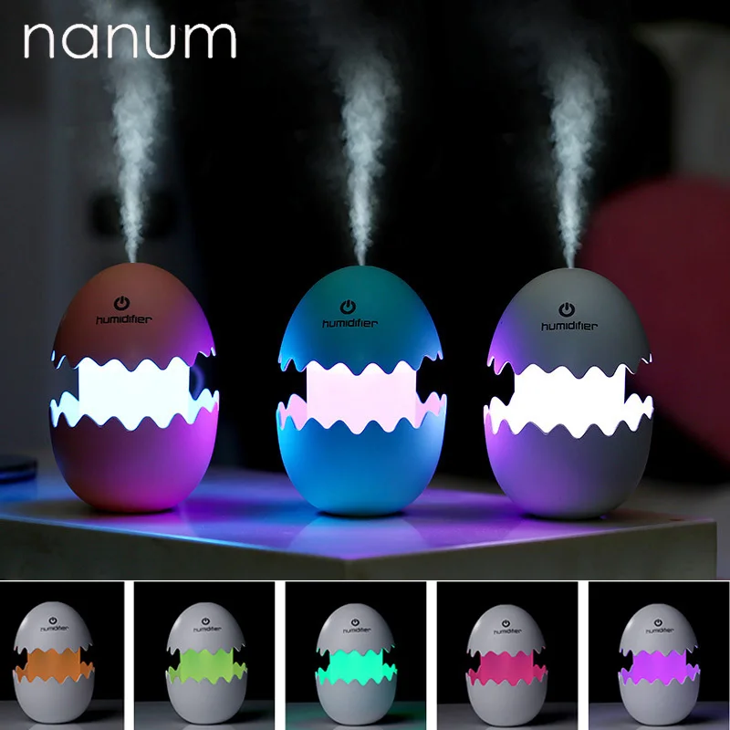 

USB Egg Car Humidifier Cool Mist Aroma Air Humidifiers Portable Mini LED Light Diffuser For Home Bedroom