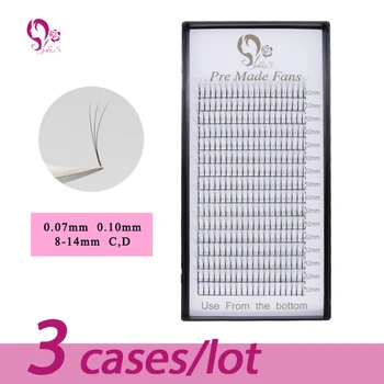 

J&S 3 trays pre made fans 16lines high quality eyelash extension false lashes soft long stem mink lash
