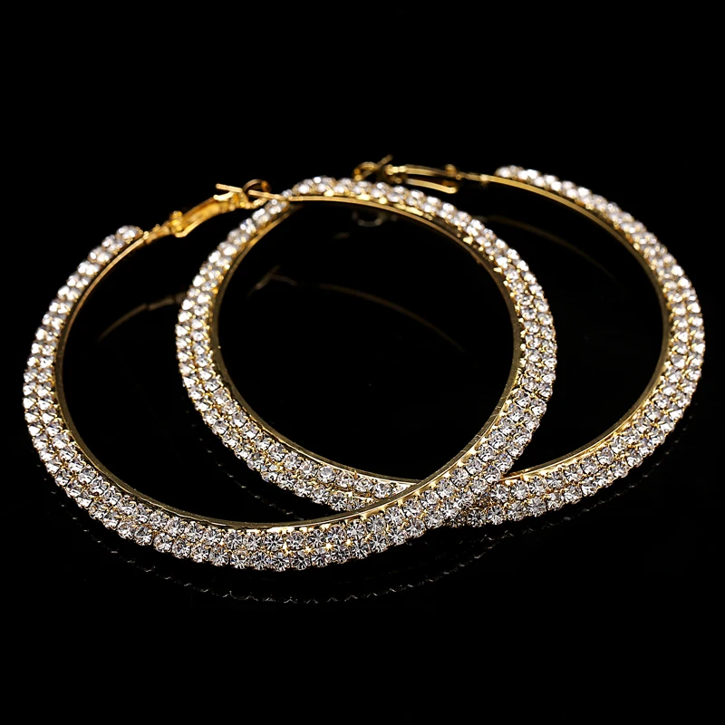 

2017 New Direct Selling Round Oorbellen Aretes Aros Gorgeous Coloured Rhinestone Large Lever Back Hoop Earrings 8cm Diameter