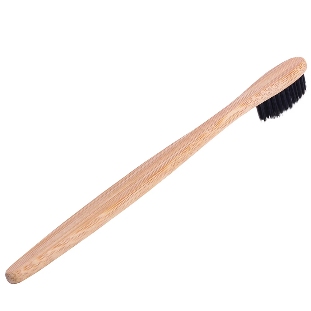 AZDENT 10 шт./лот зубная щетка с деревянной ручкой, бамбуковые зубные щетки с древесным углем, двойные ультра мягкие черные головки для чистки полости рта