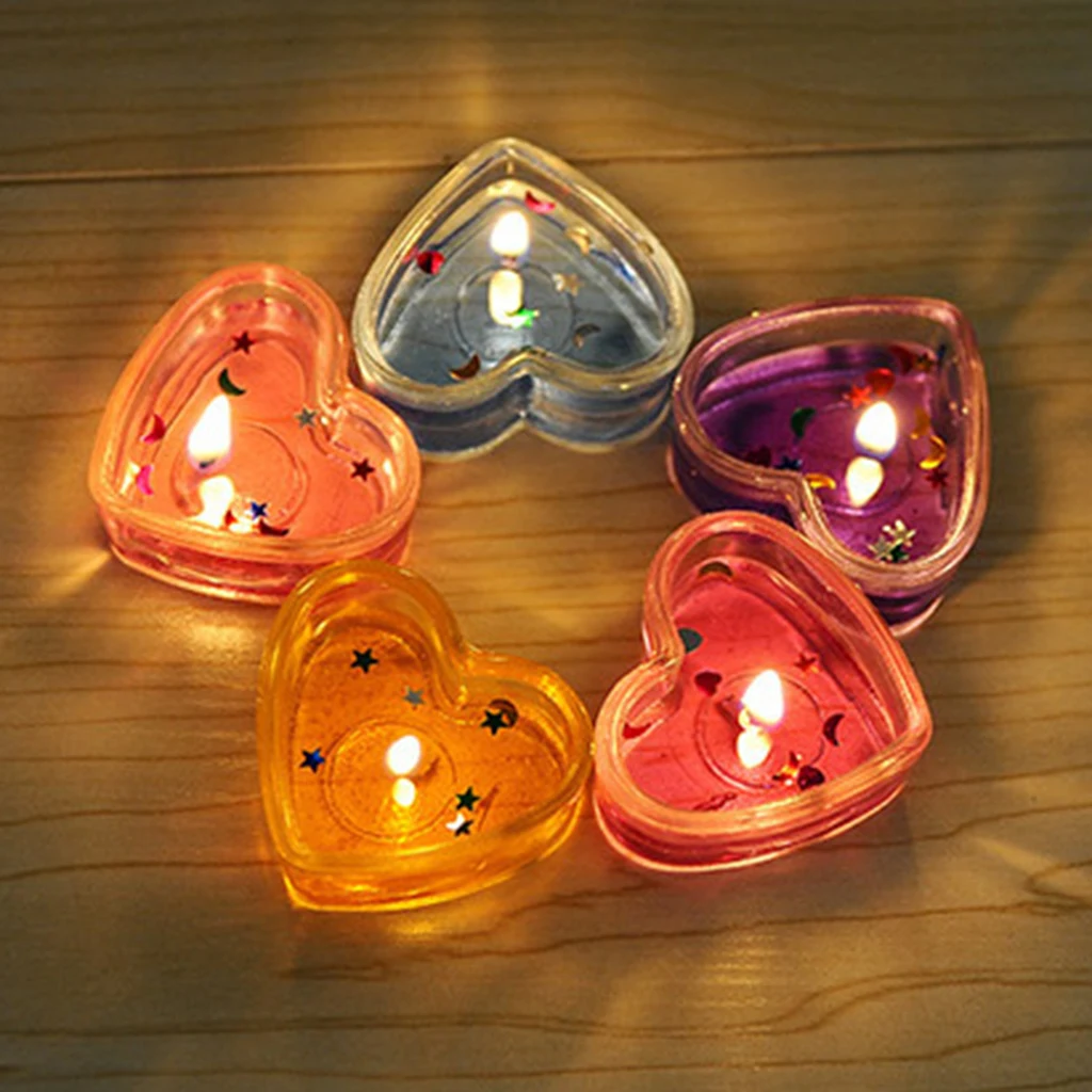 10pcs Heart Clear Plastic Votive Wedding Candle Holder Tealight Candles Cups  Party Accessories DIY Candle Making Craft Supplies
