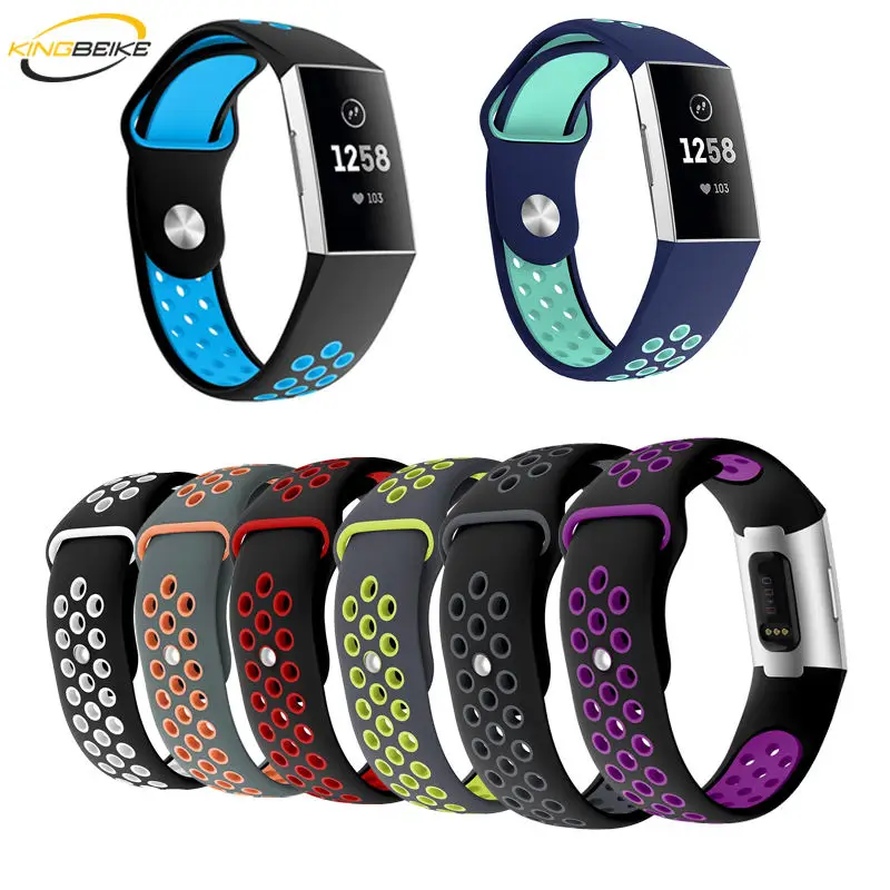KINGBEIKE популярные спортивные силиконовые часы ремешок для Fitbit Charge 3 замена ремешки