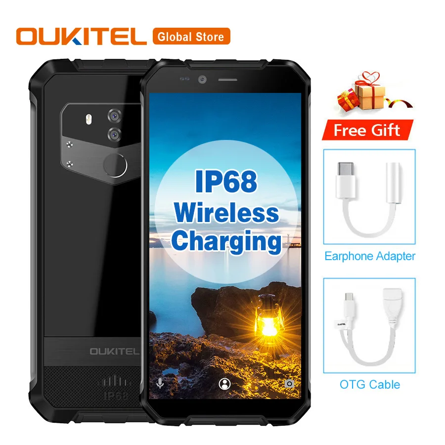 

OUKITEL WP1 IP68 Waterproof Android 8.1 5.5''+ 18:9 Octa Core 4GB 64GB MTK6763 5000mAh Wireless Charging Tri-proof Mobile Phone