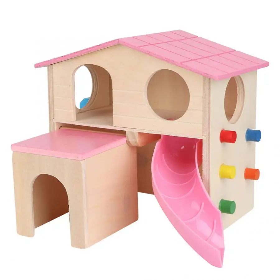 Multi-functional Double Layer Pet Hamster House With Bell Slide Toy Pet Guinea Pig Squirrel Gerbil Toy Warm Hanging Cage