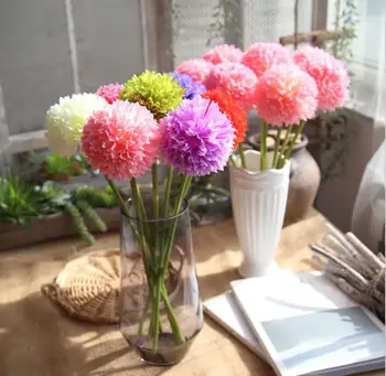 

5pcs Artificial Ball Hydrangea Flower Bouquet Leaf Stem For Wedding Bridal Bouquet Home Office Hotel Decoration