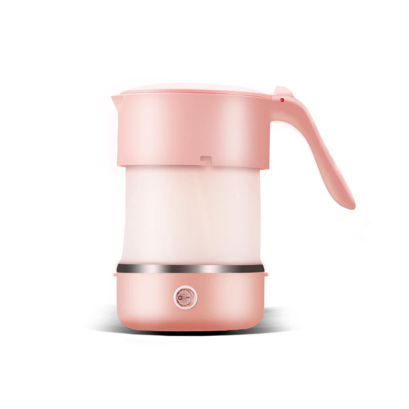 DMWD 0.5L Foldable Mini Electric Kettle 100V-250V Travel Portable Water Heater With 4 In 1 EU/US/UK/AU Plug Converter - Цвет: Pink 100V-250V