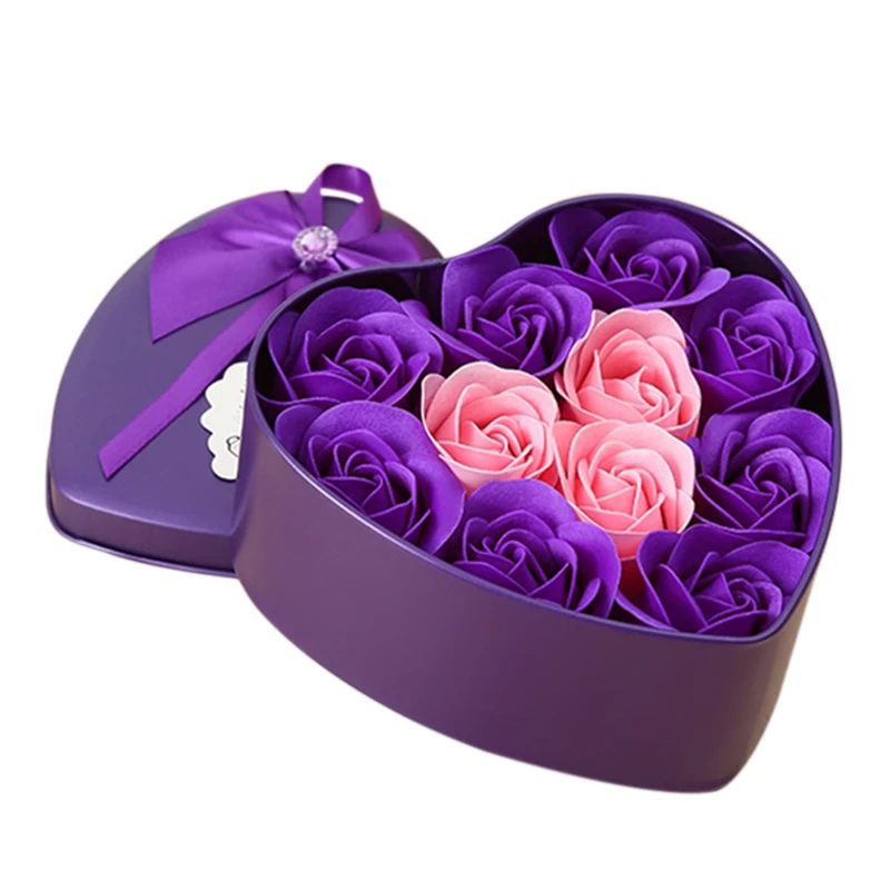 11 шт./кор. Искусственные цветы розы мыло цветок аппликация свадебное украшение для сувенира подарки на день Св. Валентина Flore - Цвет: Purple