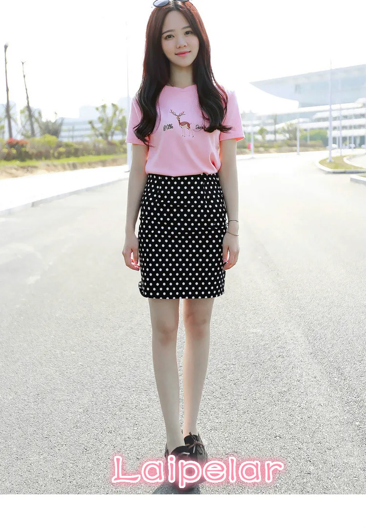 

Embroidered short sleeved T-shirt + spotted slimming two piece, fashionable sexy and slim new style dress Laipelar