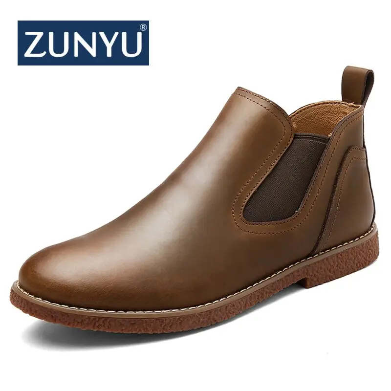 ZUNYU/Новые осенне зимние мужские ботинки Челси Роскошные Модные ботильоны в