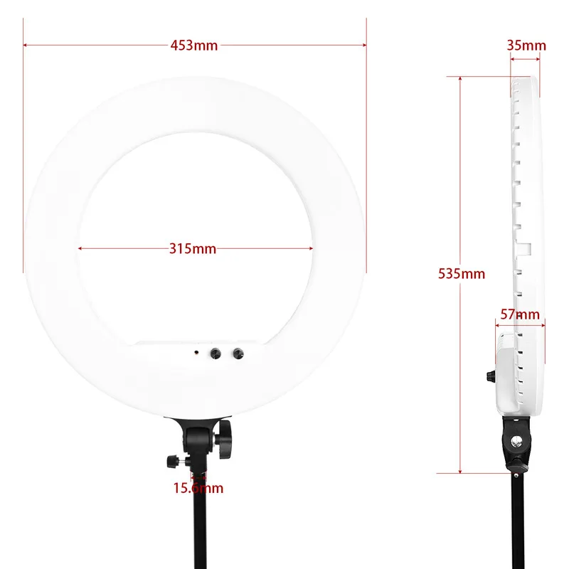 Fosoto FT-R480 кольцевой светильник 18 дюймов фотографический светильник ing 3200-5800K с регулируемой яркостью светодиодный кольцевой светильник штатив и зеркало для камеры телефона