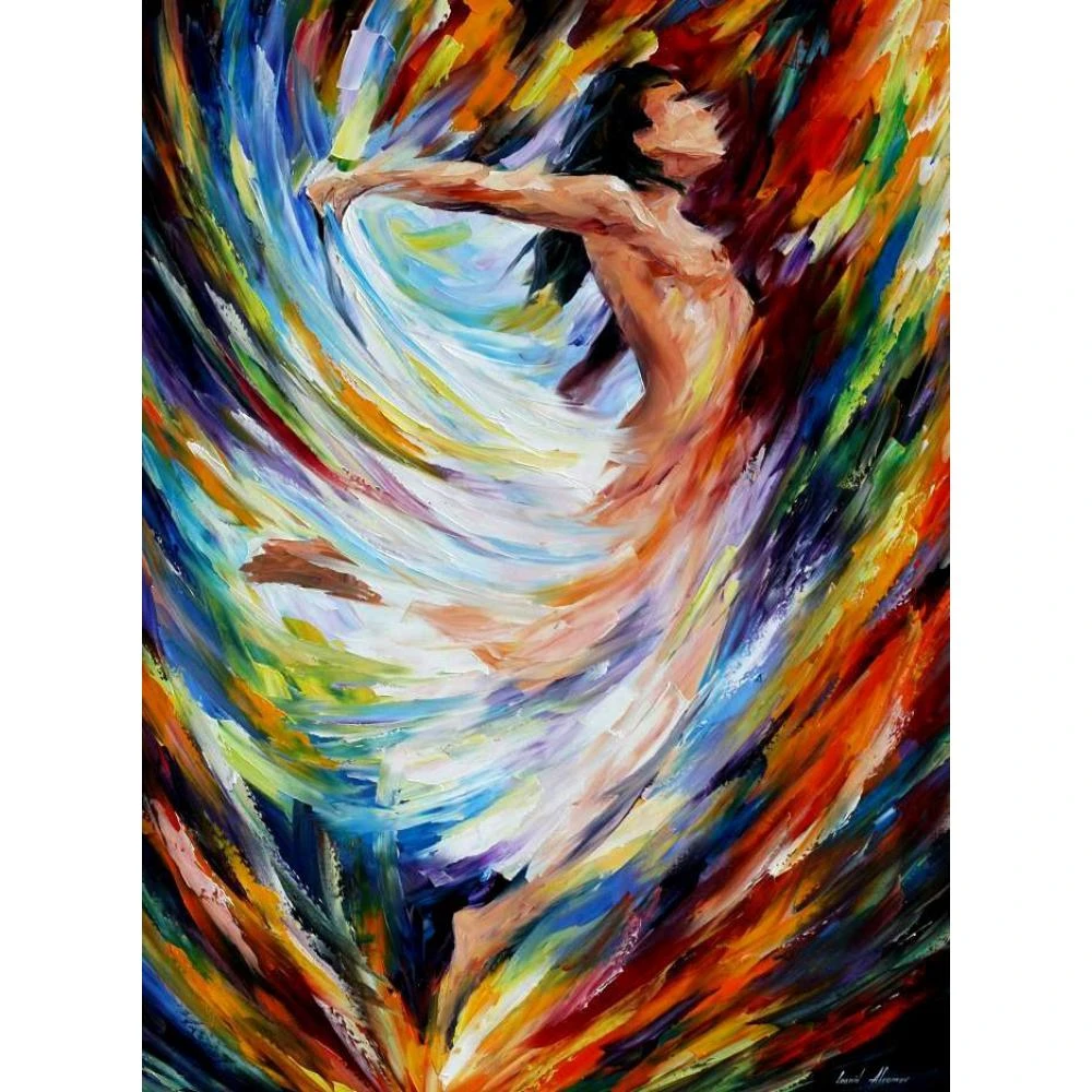 لوحة سكين الرسم الزيتي صورة ملاك الطيران الفن الحديث على قماش مرسومة باليد عالية الجودة