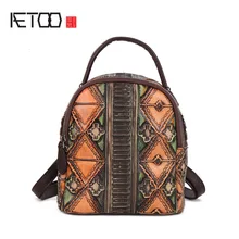 AETOO New retro cowhide women’s shoulder bag casual leather multi-purpose small backpack shoulder bag