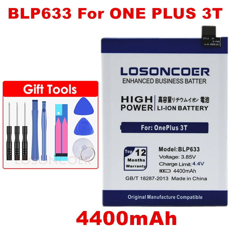 

LOSONCOER 4400mAh BLP633 Battery for OnePlus 3T A3010 1+ 3T Phone OnePlus 3 Free tools