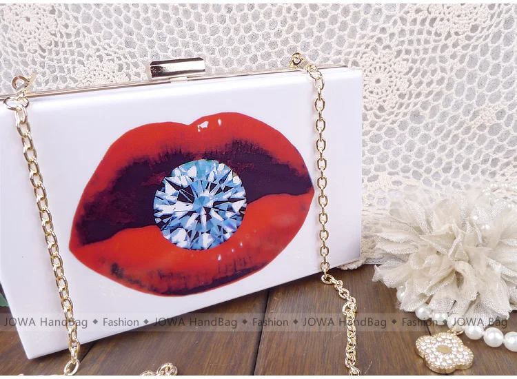 Дизайн женские модные сумки с алмазным принтом губ вечерние сумки акриловые жесткие мини-клатч на цепочке вечерние посылка
