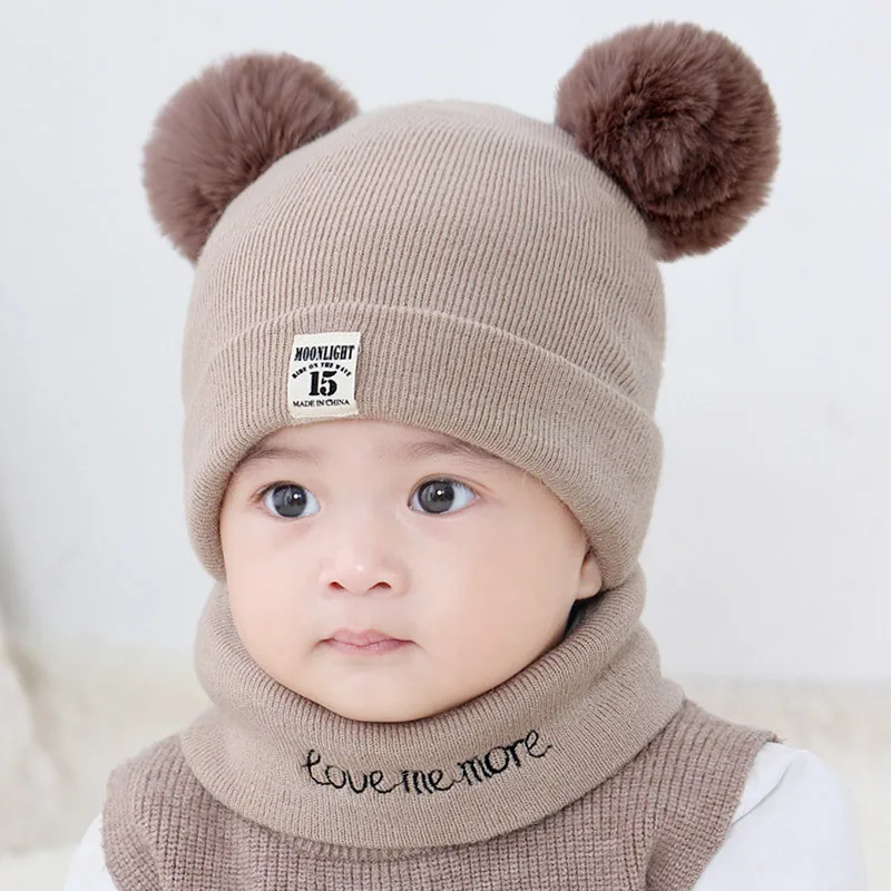 

2pcs baby winter hat snood baby boy girl hats kids muts newborn cap toddler girls boys beanie cute children caps + scarf set