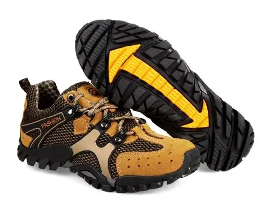 

Men outdoor walking shoes breathable genuine leather climbing trekking shoes mens non-slip waterproof walking wading sneakers