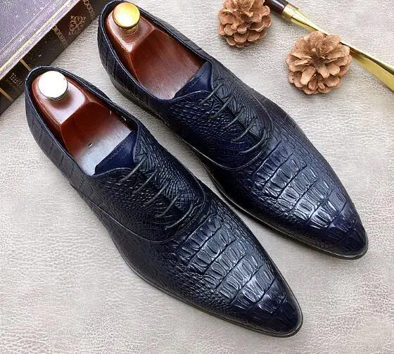 Schwarzes Spitze blau Neue Schuhe Muster Wies Mode Krokodil Kleid Nachtclub Business Britischen Produkte Bankett Einzigen 6Yg6O