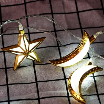 

DIY romantic Star Moon Ramadan Lantern Decoration LED Light String Eid Ramadan Muslim Islam Decor Supplies Tree Lights