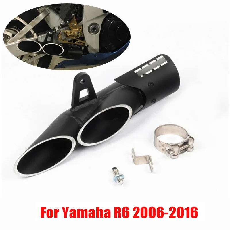 

Motorcycle Exhaust System Aluminum Alloy Exahust Dual Outlet Three Outlet Pipe Slip On Pipe For Yamaha YZF R6 2006-2016