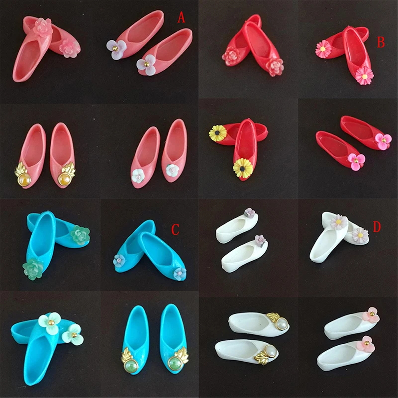 

1Pair Ancient Flat Shoes High Quality Cute Mixed Style Colorful Platform Shoes For Barbie Doll Accessories Kids Gifts