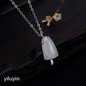 

KJJEAXCMY Fine jewelry S990 pure silver peacock peacock hollowed mosaic jade blue sand stone Hong Kong Jade Pendant