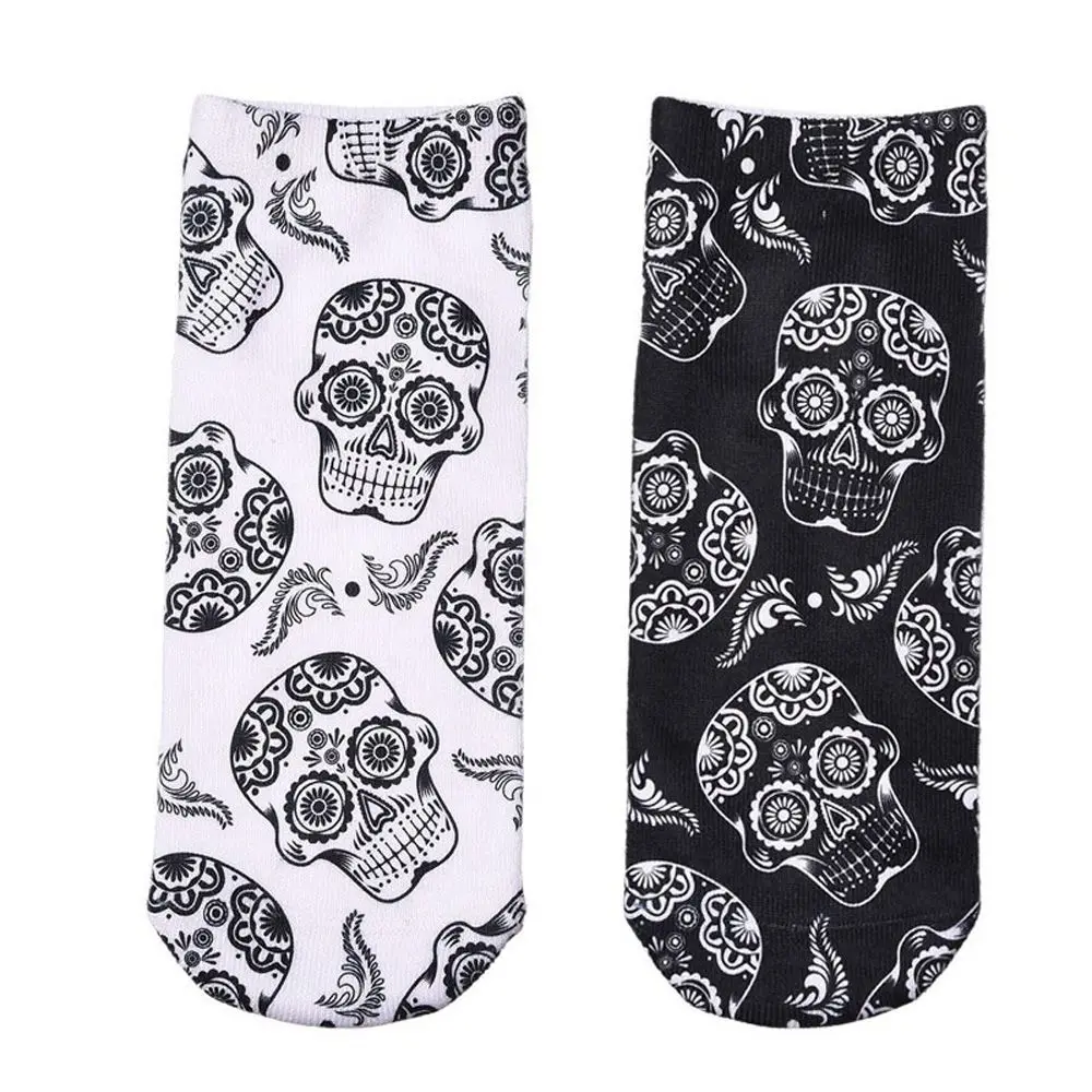 

1 Pair 3D Print Punk Rock Skull Ankle Socks Fashion High Quality Harajuku Casual Short Socks For Women And Men