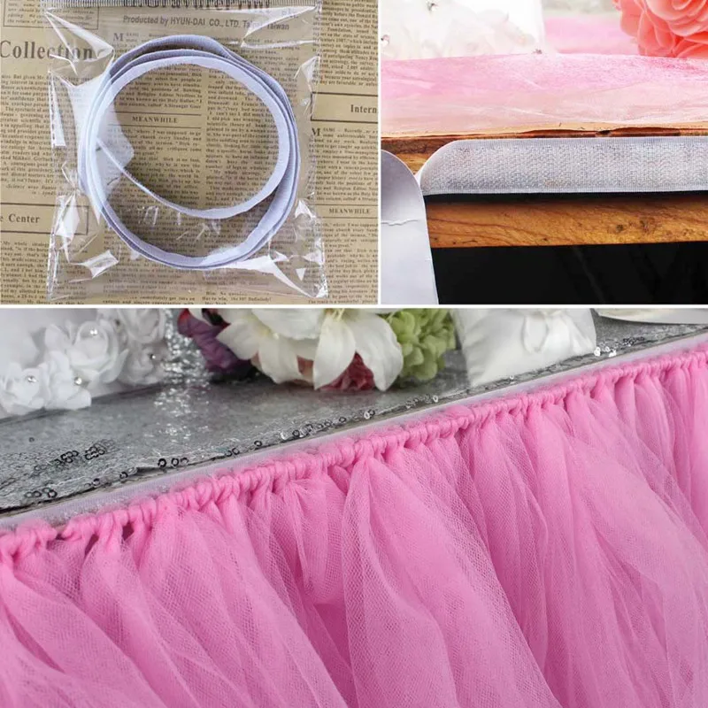 OurWarm 10 шт. детская душевая Тюлевая оборка для стола розовый/белый 100x80 см 6 цветов события вечерние свадебные украшения