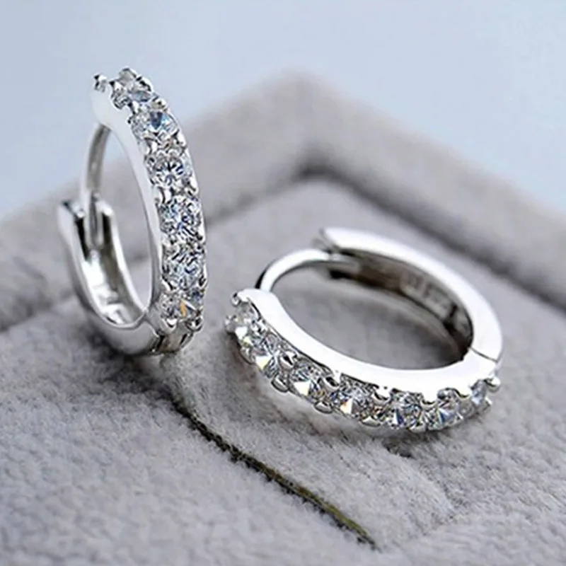 

1 Pair Fashion Paved Zircon Round Hoop Earrings Fine Jewelry Gifts For Women CX17