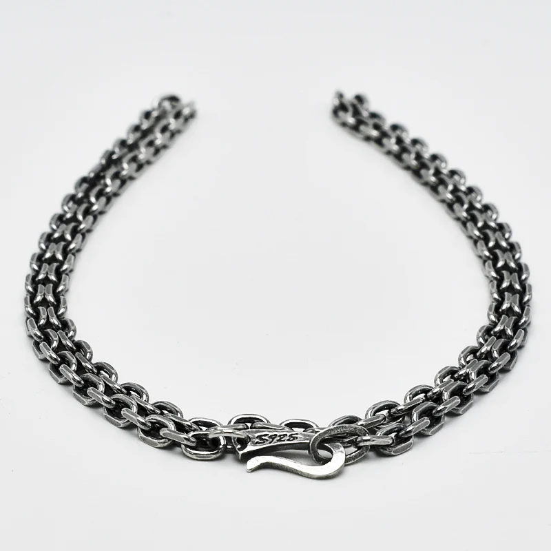 

3mm Solid Silver 925 Bold Link Chain Necklace Men Women Oxidated Black Thai Silver 925 Sterling Silver Simple Stylish Chain Gift