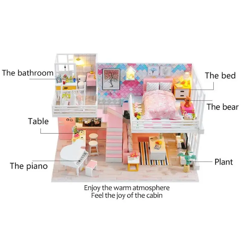 Мода 2019 г. кукольный домик ручной работы деревянный миниатюрная кукольная мебель игрушка малыш подарок на день рождения игрушечные