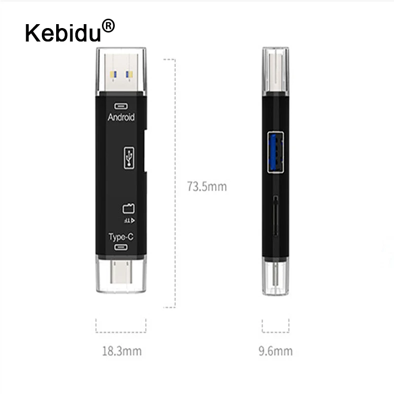 

kebidu All In 1 Type C OTG Card Reader SD TF Micro SD Card Reader USB 3.1 USB C Micro USB Memory Support Mac10 Win7/8/xp/vista