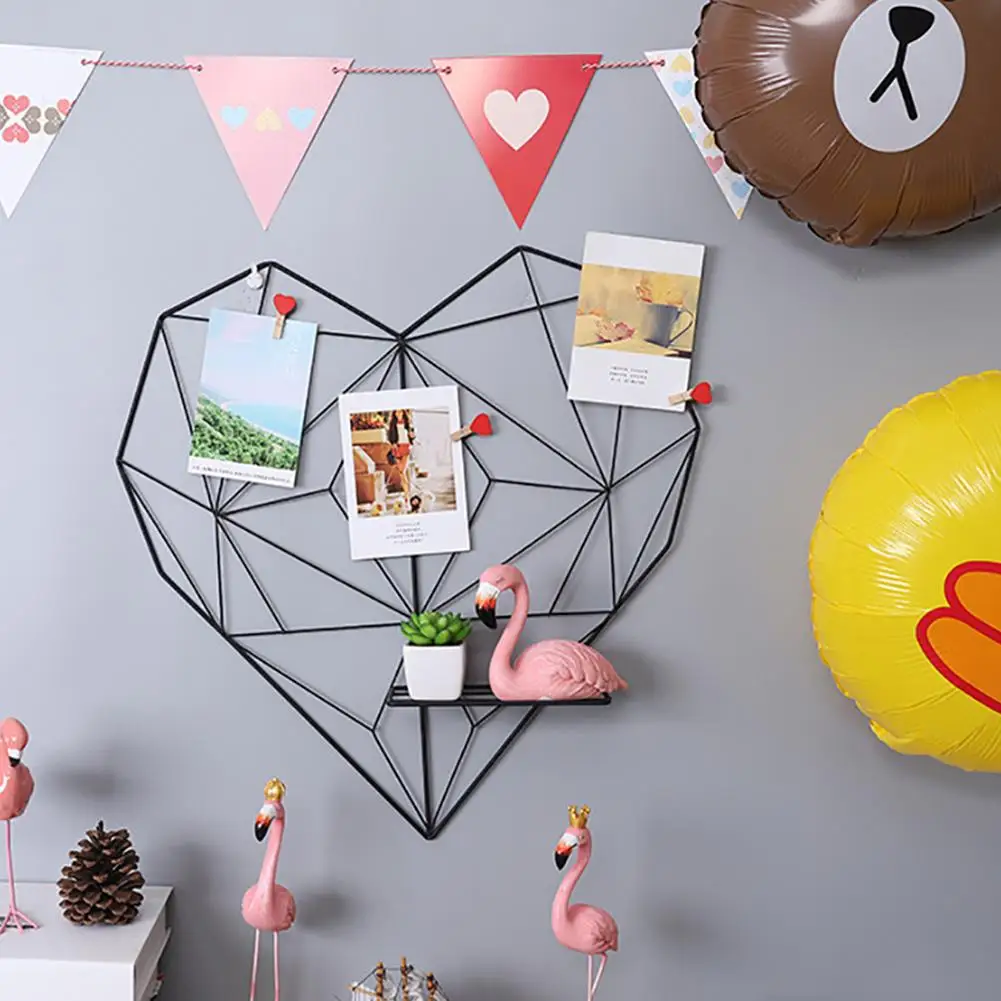 

Multifunctional Iron Heart-shaped Rack Bedroom Living Room Multi-frame Photos Storage Rack Home DIY Decoration