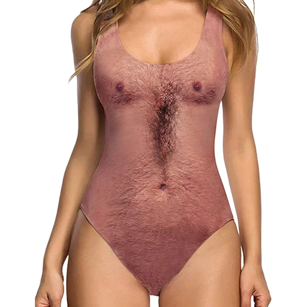 

Women Sexy High Cut One Piece Swimsuit Funny Bathing Suit Monokini Swimwear Spoof Print Swimsuit Summer 2019 Dropshipping S-XL