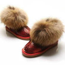 TIIDA Free Shipping Women Boots Snow Boots Thick Fox Fur 100% Genuine Cowhide Leather Fashion Ankle Boots Warm Winter Boots