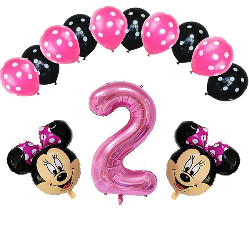 

13pcs/lot Mickey Minnie Mouse Birthday Balloons Pink Blue Number Foil Balloon Cake Globos Boy Girl Birthday Party Decor Supplies