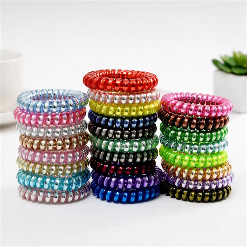 

6Pcs/lot Girls Women Headband Solid Hairband Cute Candy High Elastic Hair Bands Punk Girl Ring Telephone Wire Hair Accessories