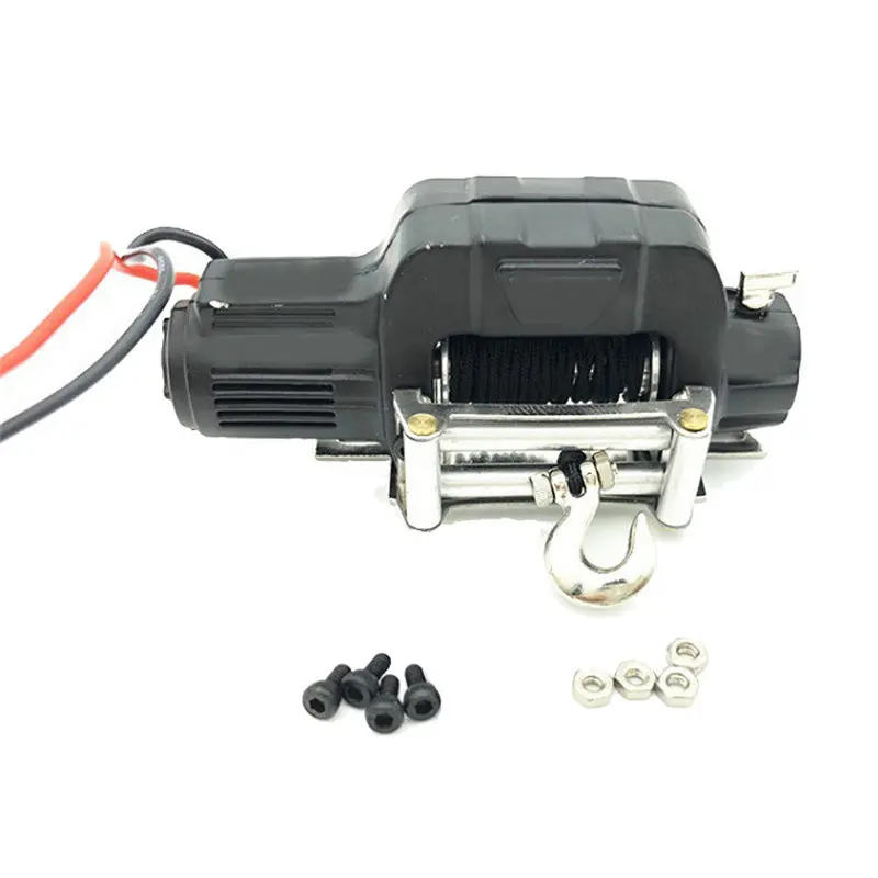 

RC Car Mini Metal Electric Winch for 1/10 RC Rock Crawler Traxxas Axial D90 Working Spring Loading Warning Hook RC Accessories25