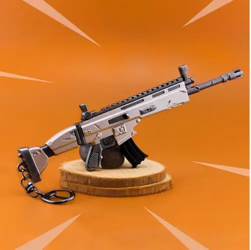 

Fortress Night Keychai Toy Battle Royalen Action Figure From Fortress Night Scar Rifle Weapon Model Alloy Weapons Hand