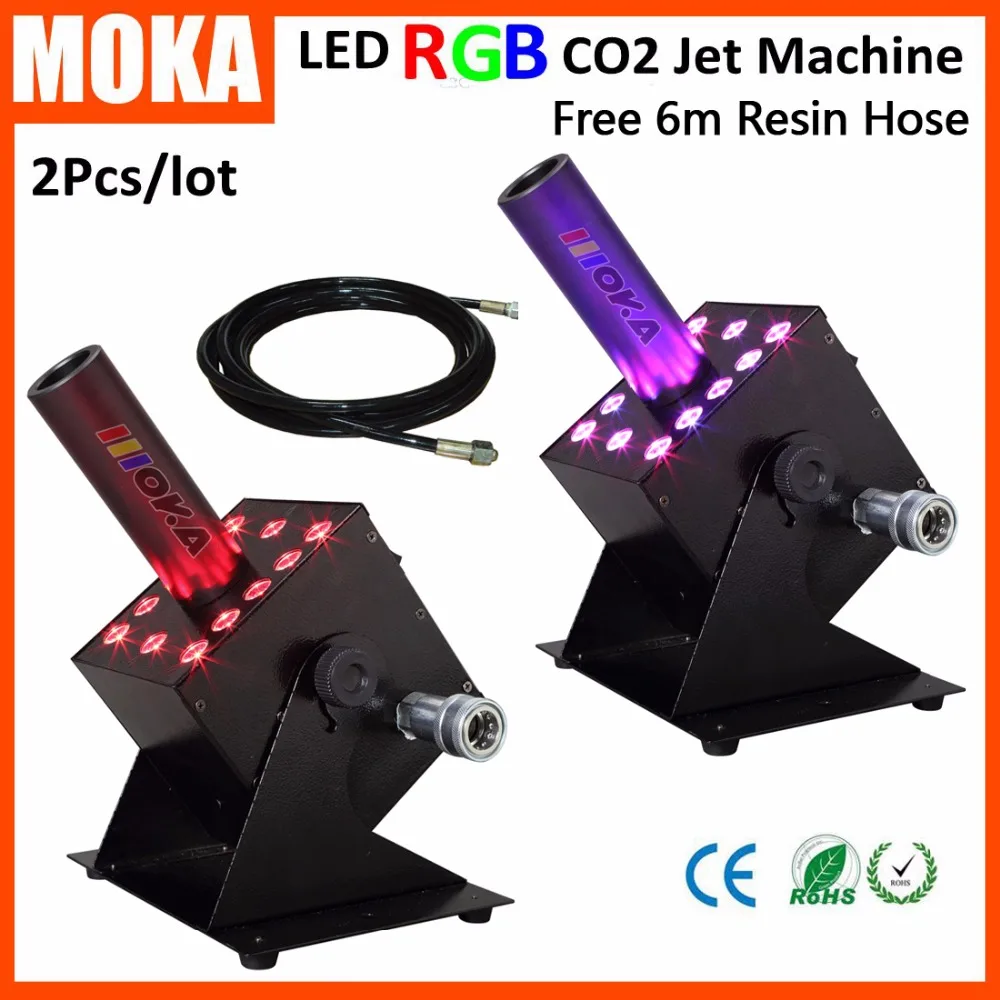 2 шт./лот 12*3 Вт RGB Цвет этап CO2 Jet 110 В/240 В DMX Управление светодио дный CO2 пушки Jet Cryo машина