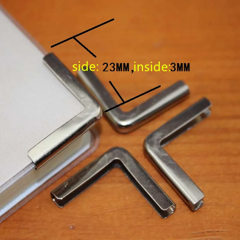 

Silver Tone Book Scrapbooking Album Menu Folder Corner Protectors Fit 3mm thickness book Photo Album Corner 23mm 8Pcs