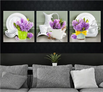 

Nordic simplicity Lavender vase tableware decoration for kitchen beautiful canvas paintings 3 pieces No Framed