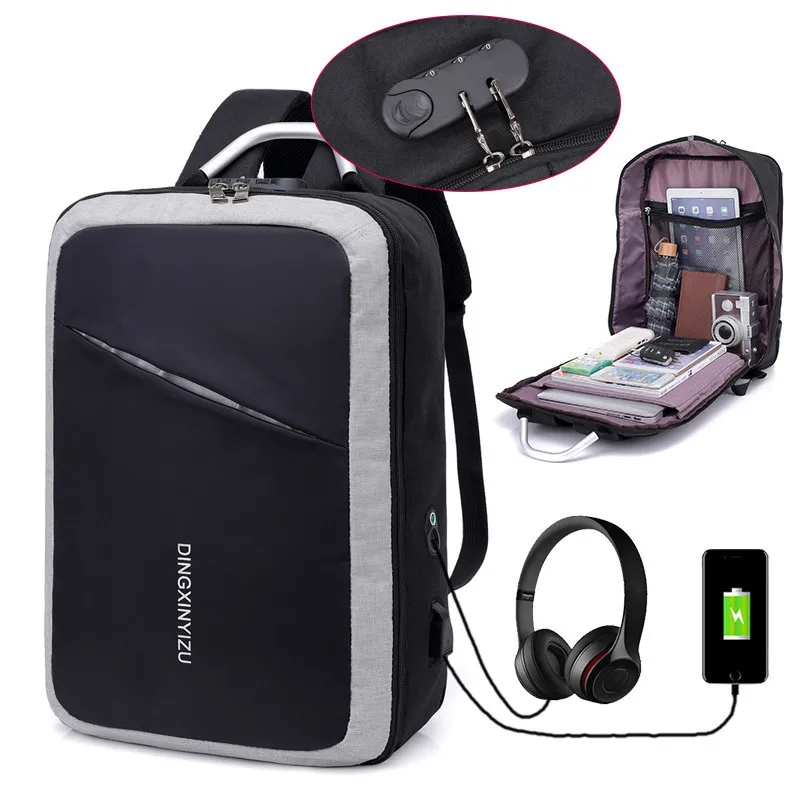 

2018 Fashion USB Rechargeable Anti Theft Backpack Men Waterproof High Capacity Laptop Backpack Women Travel Mochila Feminina