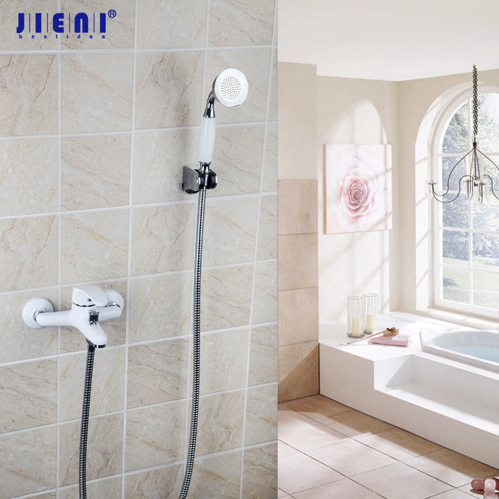 

Shower Faucets White Polish Bathtub Shower Faucet Bathroom Hot And Cold Mixing Valve Simple Single Set
