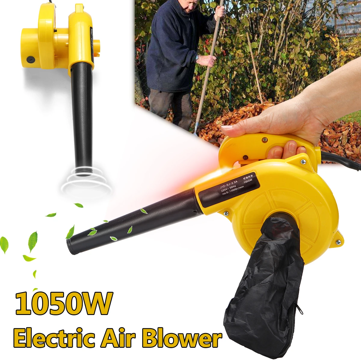 

220V 1050W Electric Air Blower Portable Handheld Dust Collector Fan Spray Vacuum Cleaner Car Garden Studio Leaf Blowing Remover