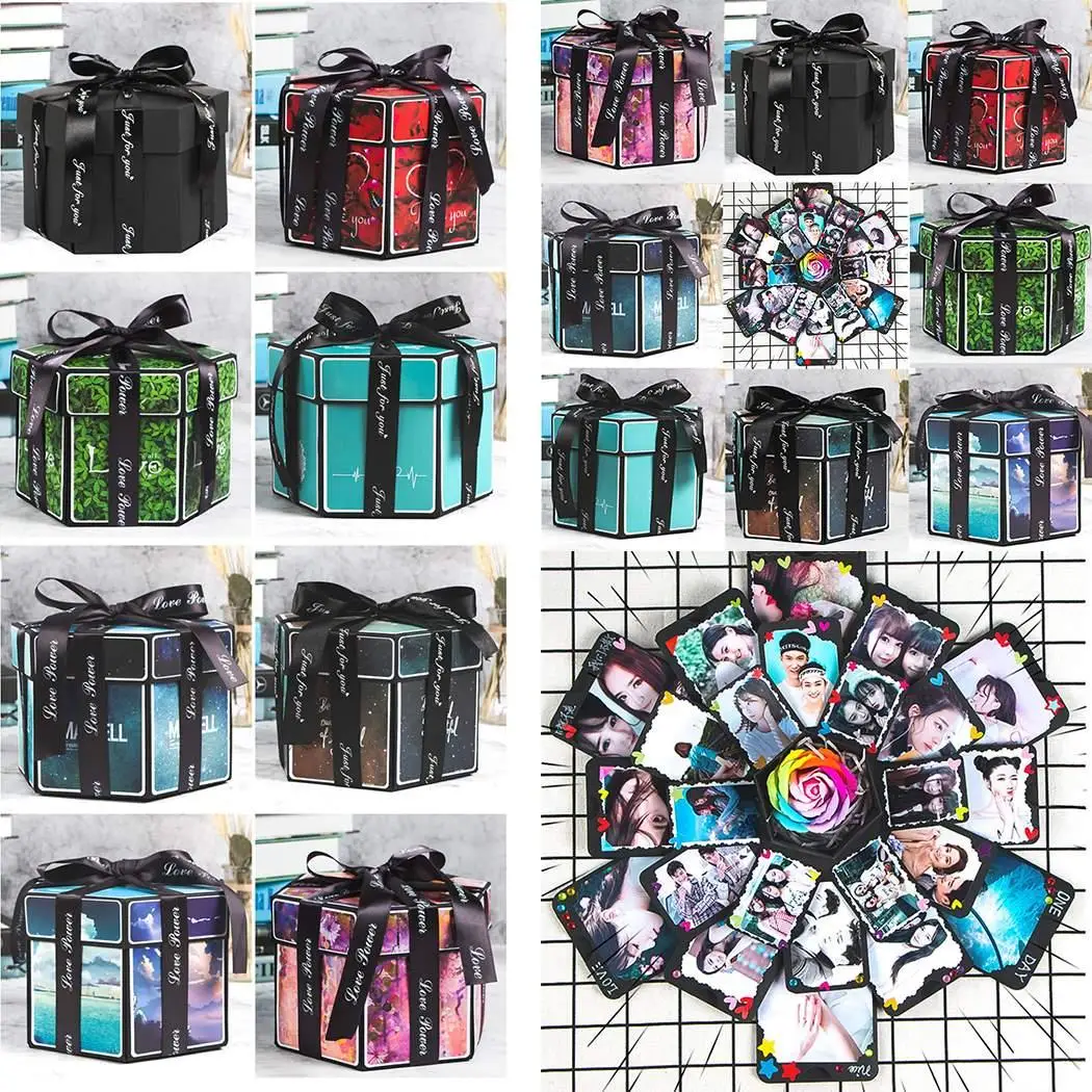 

Explosion Box Hexagon Shape Christmas DIY As the picture shown Kit Christmas, Party Album Creative Gift