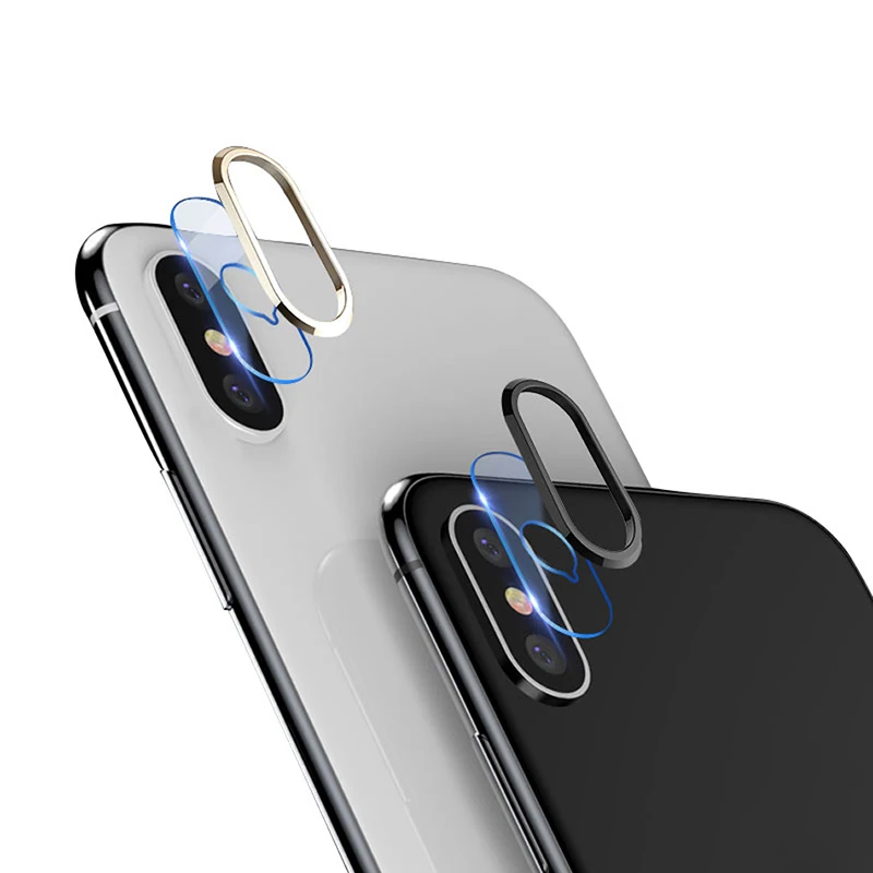 

For Iphone 7 8 6s 6 Plus X Xr Xs Max Screen Protector Camera Lens Ring Protective Rear Screenprotector Metal Tempered Glass Len